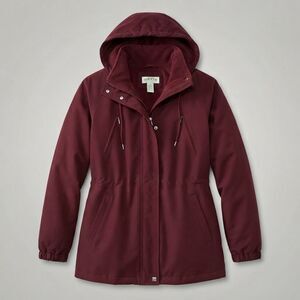 Orvis Women's L Burgundy Red Fleece Lined Hooded Heavy Winter Parka Jacket Coat